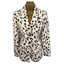 Karen Millen Womens Rare Vintage Black & White Faux Fur Longline Jacket UK 12