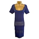 Reiss Lavender Blue Crochet Bandage Short Sleeve Bodycon Dress Size S UK 8/10