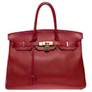 Bolsa HERMES BIRKIN 35 em couro vermelho - 101257 - Hermès