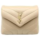 Saint Laurent Toy Loulou Quilted Shoulder Bag in Beige Leather