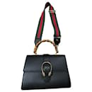 Gucci Medium Dionysus Bamboo Top Handle Bag in Black Leather