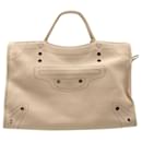 Balenciaga Blackout City Perforated Small Bag in Beige Leather