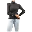 Suéter preto de lã com gola polo - tamanho FR 42 - Chanel