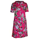 Escada Floral Print Knee-Length Dress in Pink Cotton