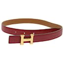 HERMES Belt Leather 29.1"" Red Auth am4718 - Hermès