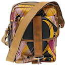 Christian Dior Argyle Check Shoulder Bag Nylon Yellow Pink 05-MA-0064 auth 47588