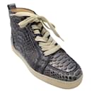 Christian Louboutin Blue Python Skin Leather High-Top Sneakers