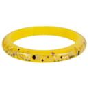 Bracelet jonc Louis Vuitton Thin Inclusion PM jaune avec paillettes en résine dorée