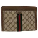 GUCCI GG Canvas Web Sherry Line Clutch Bag Beige Red Green 89.01.001 auth 48199 - Gucci