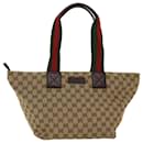 GUCCI GG Canvas Web Sherry Line Tote Bag Leather Beige Red 131230 Auth ep1049 - Gucci
