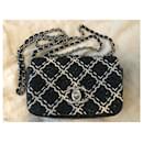 CHANEL Mini Flap Bag in Black Patent Braided Leather - Chanel