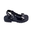 Black Leo Strappy Sandals Shoes with Jacquard Straps Size 44 - Céline