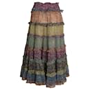 Zimmermann Tiered Midi Skirt in Multicolor Floral Print Silk