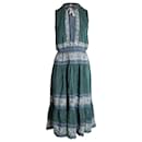 Sea NY Sabine Printed Crepe Dress in Green Silk - Roseanna