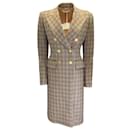 Mantu Cognac / Evergreen Chesterfield Double Breasted Houndstooth Wool Coat - Autre Marque
