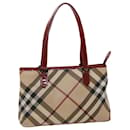 BURBERRY Nova Check Tote Bag PVC Leather Beige Red Auth 48607 - Burberry