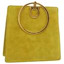 Salvatore Ferragamo Gancini Hand Bag Suede Yellow Auth 48466