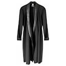 Manteau oversize en cuir d'agneau et soie noir - Hermès