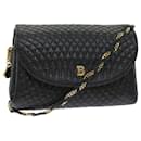 BALLY Quilted Chain Shoulder Bag Leather Navy Auth yk7929b - Bally
