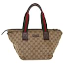GUCCI GG Canvas Web Sherry Line Tote Bag Beige Rouge Vert 131228 Auth ac2026 - Gucci