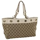 GUCCI GG Canvas Einkaufstasche Canvas Leder Beige Weiß 162879 Auth 49289 - Gucci