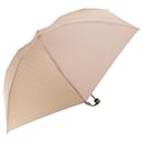 CELINE Guarda-chuva dobrável em lona de macadame Nylon rosa bege Autenticação7831b - Céline