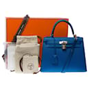 Hermes Kelly bag 25 in Blue Leather - 101249 - Hermès