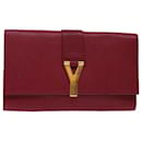 SAINT LAURENT Clutch Bag Leather Red 265701 Auth yk8013b - Saint Laurent