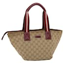 GUCCI GG Canvas Sherry Line Hand Bag Canvas Beige Red White 131228 auth 49286 - Gucci