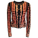 Alaïa Noir / Pull en tricot cardigan jacquard multi-géométrique rouge