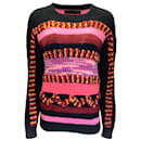 The Elder Statesman Black / Pink Multi Hand Knit 3D Mantra Crewneck Sweater - Autre Marque