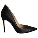 Gianvito Rossi Pointed-toe Textured Pumps in Black Leather