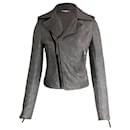 Balenciaga Motorcycle Jacket in Grey Lambskin Leather