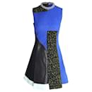 Proenza Schouler Leder-Patchwork-Kleid in blauem Vissose