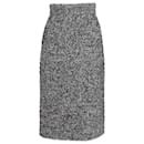 Dolce & Gabbana Herringbone Midi Pencil Skirt in Grey Laine