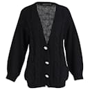 Alessandra Rich Cable-Knit Cardigan in Black Alpaca Blend