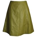 Prada A-Line Skirt in Green Leather