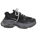 Balenciaga Triple S Sneakers in Black Leather and Mesh