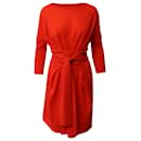 Diane Von Furstenberg Robe portefeuille nouée à la taille en coton rouge