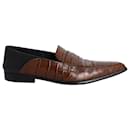 Loewe Slip-On Pointed Toe Loafers in Brown Croc-Effect Leather