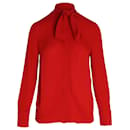 Valentino Garavani Pussy Bow Shirt in Red Silk