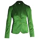 Etro Single-Breasted Blazer in Green Cotton