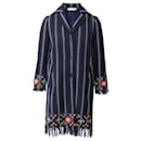 Tory Burch Luna Embellished Woven Coat in Blue Cotton