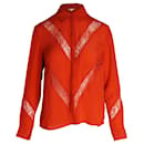 Maje Lace-Trim Shirt in Orange Silk