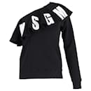 MSGM Logo Print One-Shoulder Ruffled Sweatshirt in Black Cotton - Msgm