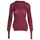 Celine Ribbed Sweater in Burgundy Cotton - Céline