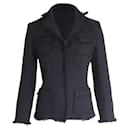 Philosophy Di Alberta Ferretti Tweed Jacket in Black Virgin Wool