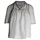 Isabel Marant Embroidered Detail Blouse in White Silk