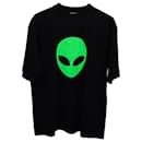 Balenciaga Alien Head Distressed T-Shirt aus schwarzer Baumwolle