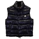Moncler Tibb Logo-Appliquéd Quilted Shell Down Gilet in Navy Blue Polyamide